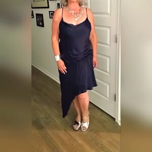 Blue Satin size 12 Dress Anthropologie Dress